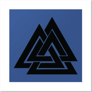 Black Viking Valknut Norse Minimalist design Posters and Art